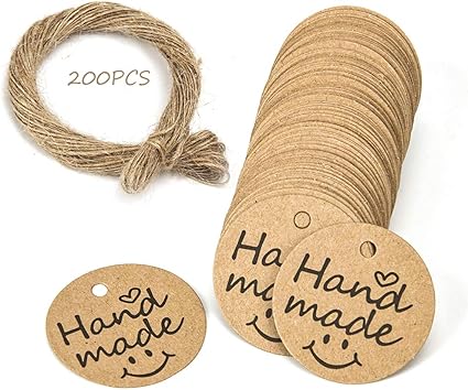 200 Pcs Etiquettes Papier Kraft 5 5cm Handmade Etiquette Anniversaire Bagages Etiquettes Rondes Etiquettes De Mariage En Papier Marron Etiquette Volante Avec 20 Metres Ficelle De Jute Marron Amazon Fr Fournitures De Bureau