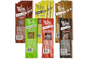 PRIMAL SPIRIT FOODS Primal Spirit Vegan Jerky - Most Popular Flavors Pack, 10 g. Plant Based Protein, ("The Classics" 3 Teriyaki, 3 Hickory Smoked, 3 Texas BBQ, 1 Thai Peanut, 1 Hot & Spicy, 1 Mesquite Lime, 12-Pack, 1 o