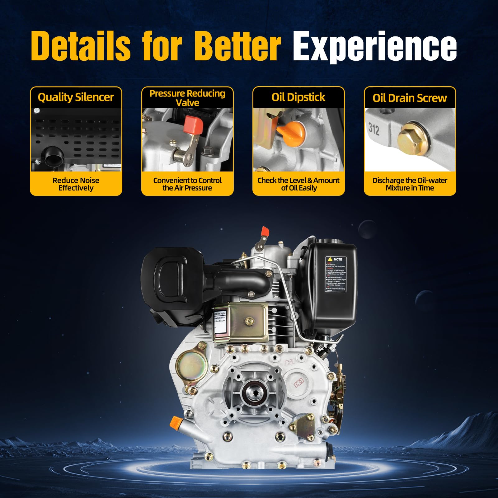 Mua Diesel Engine, 4 Stroke 10HP 418CC Engine Air Cooling Recoil Hand ...