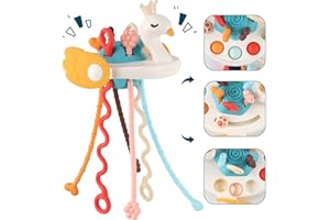 LZZAPJ Sensory Toys for Toddlers 1-3, Montessori Toys for 1 Year Old, Infant Swan Pull String Car Seat Toys for Travel, Teething Toys for Babies 6-12 Months First Birthday Gift for Baby.