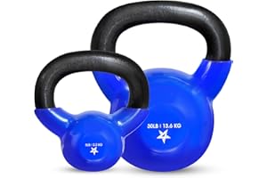 Yes4All Kettlebells 5 30 lbs Set Weight Vinyl Coated Cast Iron for Dumbbell Weights Exercises, Gym, Fitness, Full Body Workou