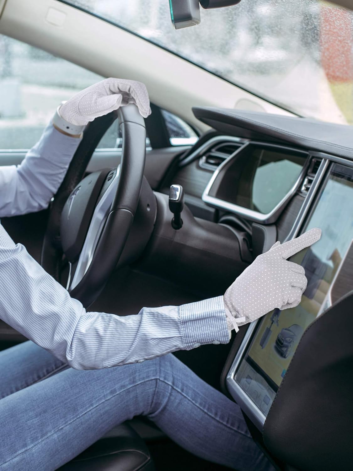 3 Pairs Women Sun Protective Gloves UV Protection Sunblock Gloves Touchscreen Gloves for Summer Driving Riding (Color Set 1): Clothing