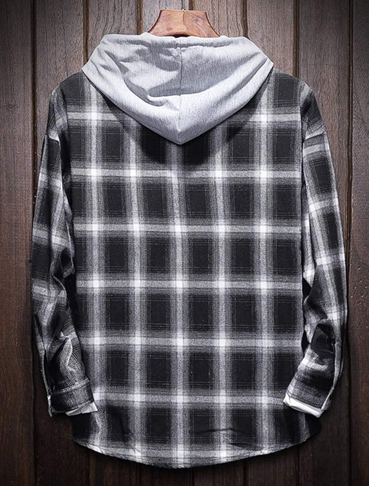 Lavnis Men's Plaid Hooded Shirts Casual Long Sleeve Lightweight Shirt Jackets at  Men’s Clothing store