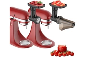 Fruit and Vegetable Strainer for Kitchenaid Stand Mixer, with Meat Grinder for Kitchenaid Mixer Food Mill Kitchenaid Attachment, Tomato Sauce Maker Machine by COFUN (Black)