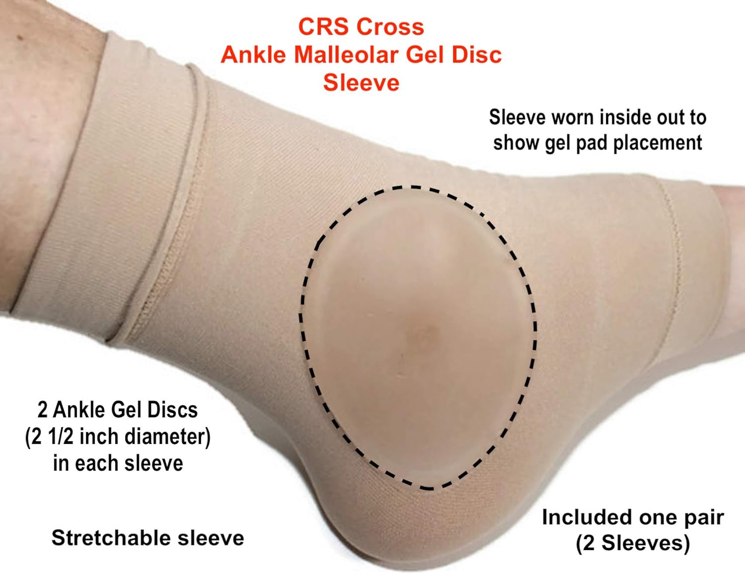 CRS Cross Ankle Malleolar Gel Sleeves - Premium Padded Skate Sock with Ankle Bone Pads for Figure Skating, Hockey, Inline, Roller, Ski, Hiking Boots. Ankle Protector & Cushion (One Size fits Most) : Sports & Outdoors