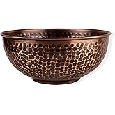 GoCraft Antique Copper Mixing Bowl 7.5" – Handcrafted Hammered Copper Bowl for Whisking Eggs, Tossing Salad, Serving, or Kitchen Décor – Vintage Style Serveware