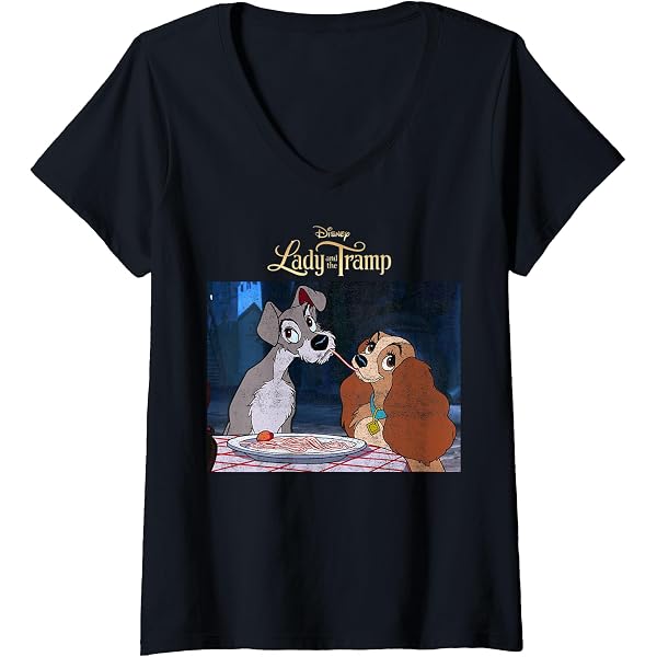 Amazon.com: Disney Lady and The Tramp Iconic Scene Logo T-Shirt