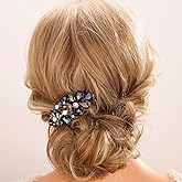 Aimimier Flower Crystal Hair Clip Rhinestone Barrettes Alligator Snap Hair Clips Fashion Hair Jewelry Bridal Hair Accessories for Women Girls (Blue)