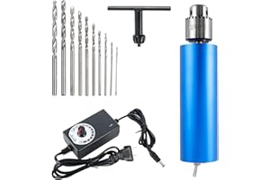 Yaegoo Micro Mini Electric Hand Drill Aluminum Handheld Drill 0.3mm-4mm Adjustable with 3V-12V Power Supply Control and 10pcs