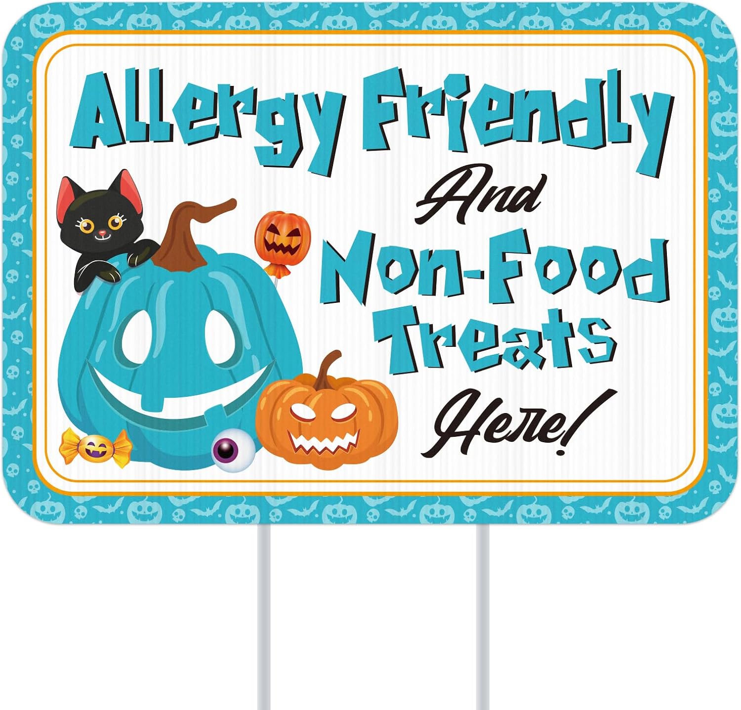 Yard Signs - WhatSign Halloween Yard Signs Outdoor Decorations Allergy Friendly Halloween Treats Signs Teal Pumpkin Trick or Treat Halloween Yard Signs with Stakes Outside Halloween Party Decorations for Yard Lawn