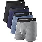 DAVID ARCHY Men's Underwear Modal Knit Texture Breathable, Ultra Soft Stretch Cooling Boxer Briefs with Pouch 4 Pack