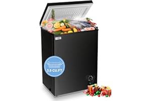 WANAI Chest Freezer 3.5 Cu.Ft Black Small Deep Freezer with Adjustable Temperature Control for Basement Apartment Kitchen Business