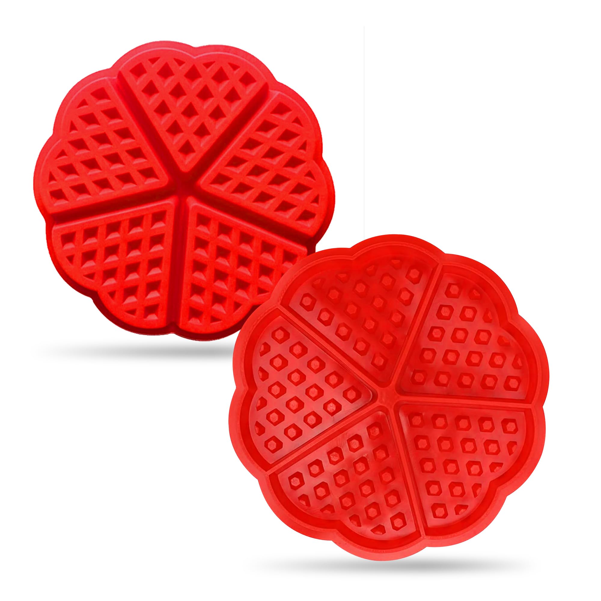 G4GADGET Silicone Waffle Mould – Red Non-Stick Mini Heart Moulds for Waffles, Muffins, Pancakes & More – Oven, Microwave & Dishwasher Safe – Baking Tools