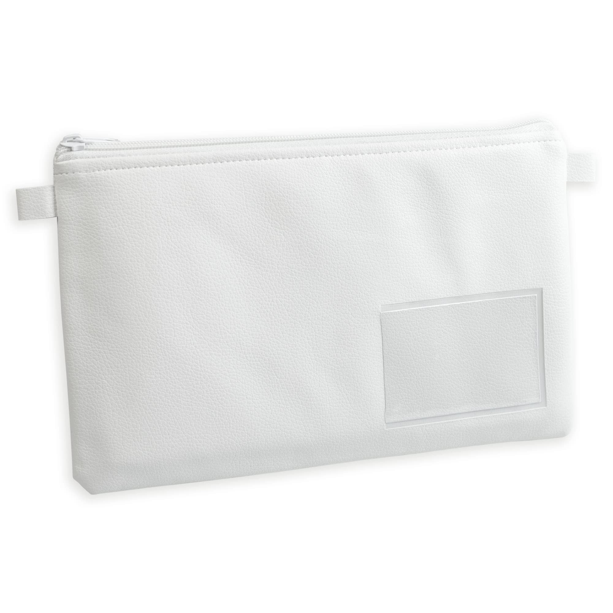 effektivo Coloured Bank Wallet with Zip and Window, Faux Leather, White, Suitable for Documents up to DIN A5