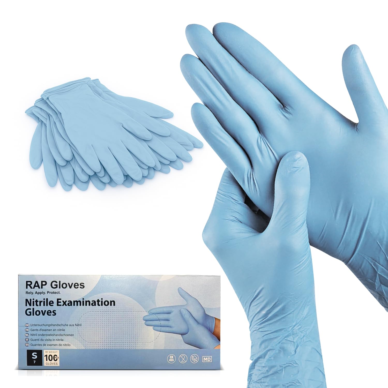 Blue Professional Nitrile Gloves S - Pack of 100 Powder Free Multi Purpose Gloves, Extra Strong Disposable Examination Gloves, Surgical Powder Free Disposable Nitrile Gloves.