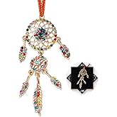 FurniGift Dream Catchers Christmas Ornaments - Mini Dream Catchers with Colorful Rhinestones Ornaments for Hanging Christmas Tree,Keepsake Gifts for Girls Women Friend