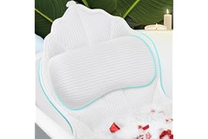 Poemland Bath Pillow for Tub, Luxury Bath Pillow Soft 4d Mesh, Bathtub Pillow for Soaking tub with 6 suctions Cups, Bath Tub Pillows for Head and Neck Support, for Relaxing Spa