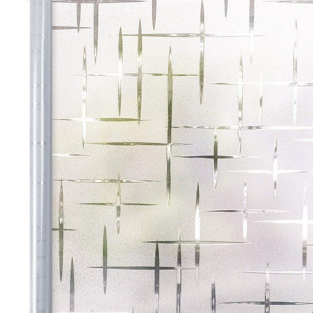 Homein® Privacy Frosted Window Film Cross Pattern 90x200CM, Self