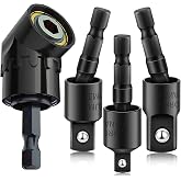CIGOTU Right Angle Drill Adaptor,4-in-1 Impact Drill Bit Extension,360&deg; Rotatable 1/4 3/8 1/2" Impact Grade Socket Adapter Set,105 Degree Angle Screwdriver Drill Bit for Household Workplace Industry