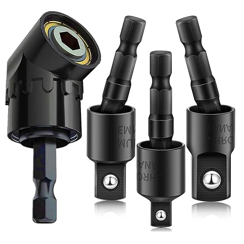 105 Degree Right Angle Drill Adapter - 1/4'' Hex Shank Extension For Tight Spaces, Zinc Alloy Power Screwdriver Attachment