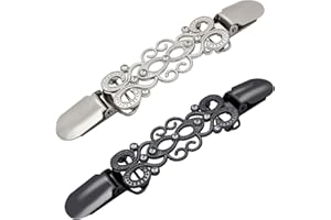 Frutain 2 Pcs Dress Waist Clip for Shawl Cardigan Sweater Clothes Pant Tightener（Black and Sliver