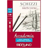 Honsell Fabriano Accademia Schizzi 41122129 DIN A4 120 g/m&sup2; 50 Sheets White High-Quality Eraser-Resistant Drawing Paper Acid and Lignin Free for All Dry Techniques