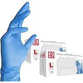 Jointown Basic Medical Blue Nitrile Exam Gloves, 3.5mil,L - Latex-Free & Powder-Free - 2 boxes of 100, Large-NGPF-7003