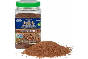Golden Crown Red Rice Organic | High-Fiber, Naturally Aged Gluten-Free, Non-GMO, Vegan Organic Red Rice | Superfood Rich in Fibre & Antioxidants | Premium Sticky Whole Grain Rice - 32oz (2lb)