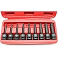 TEMO 9 pc Torx Plus IP 3 Inch Long 6 Point Black Impact Bit Socket Set 1/2 Inch Square Drive Auto Repair Tool