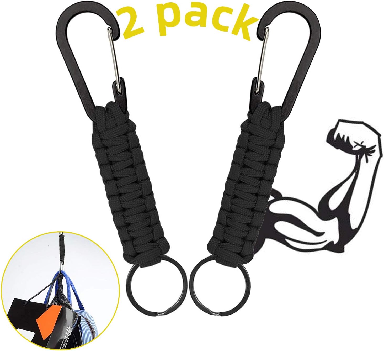 XCOZU 2 Pack Paracord Keychain, Paracord Key Chain Paracord Keyring