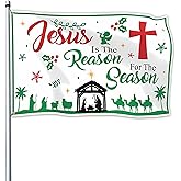 Jesus Is The Reason for The Season Flag for Outside 3x5 Ft Christmas Nativity Flag Double Sided Christian Nativity Scene Flags for Outdoor Indoor House Yard Sign Decor