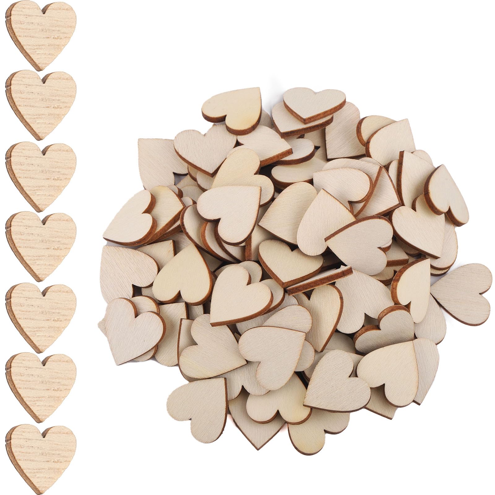 Photo 1 of 100pcs Tiny Wooden Hearts for Crafts, 0.8in Unfinished Mini Wood Hearts Small Blank Cutout Heart Shaped Sign Tags Ornaments for DIY Birthday Valentines Wedding Party Decorations