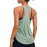 JOYSPELS Workout Tank Tops for Women, Ice Silk Quick Dry Athletic Running Shirts, Loose Fit Racerback Gym Tops