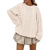 Trendy Queen Cable Knit Oversized Sweaters Womens Cozy Pullover Sweater Fall Winter Clothes