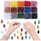 Lucky Goddness 450 Pcs Teardrop Glass Beads, Bicone Crystal Beads 8x11 mm Vertical Hole Shape Crystal Spacer Beads for Jewelry Making DIY Bracelet Necklace Sewing Crafts Decoration