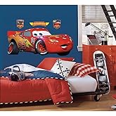 Disney Pixar Cars Lightning McQueen Peel and Stick Wall Decals by RoomMates | RMK1518GM, Kids Room D&eacute;cor, Removeable, Playroom, Renter Friendly, repositionable, no residue. For smooth surfaces