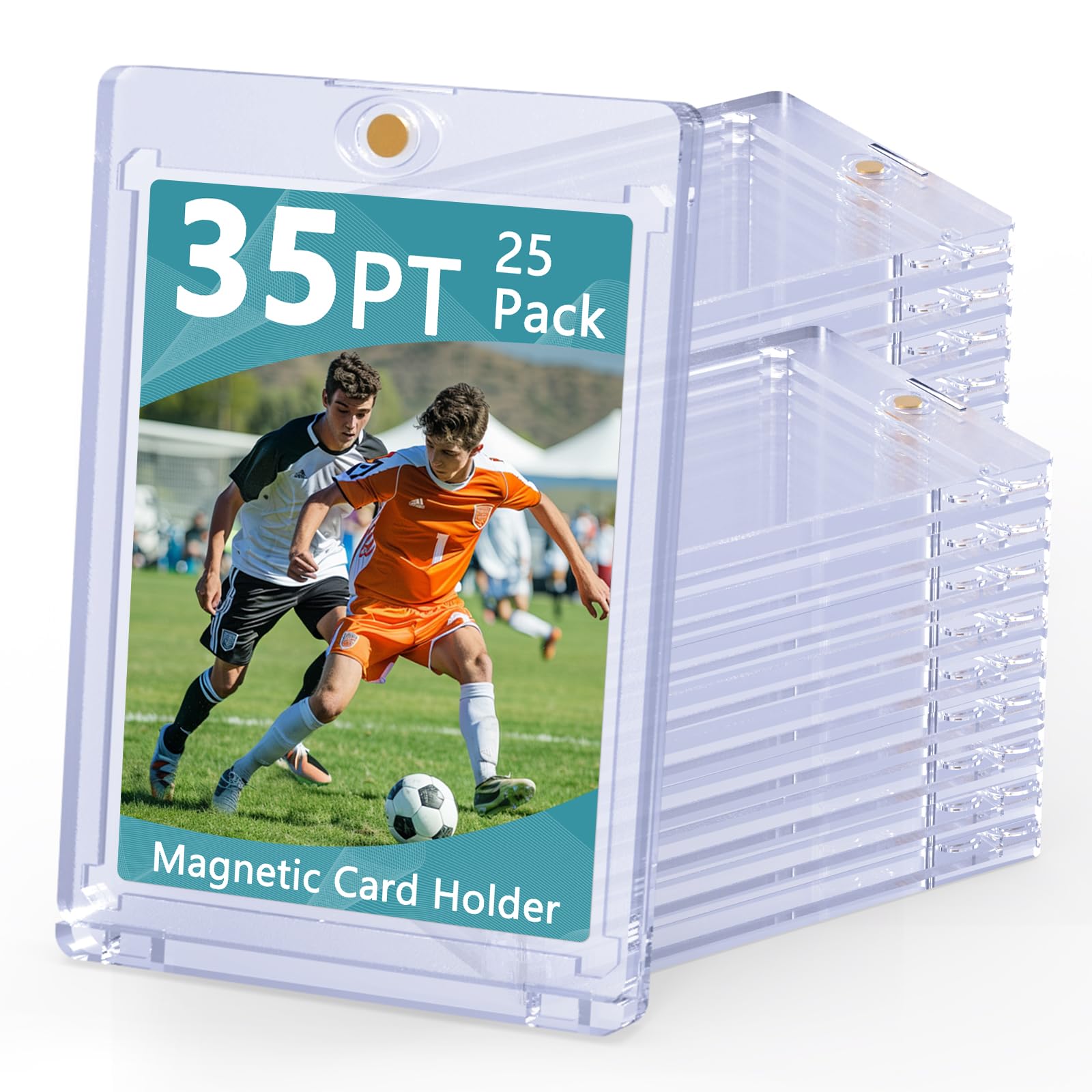Magnetic Card Holder 35pt Magnetic Trading Card Holder Case 25 Pack Trading Card Display Frame Card Holders Transparent Hard Card Sleeves Savers Protectors for MTG Yugioh Sports Cards