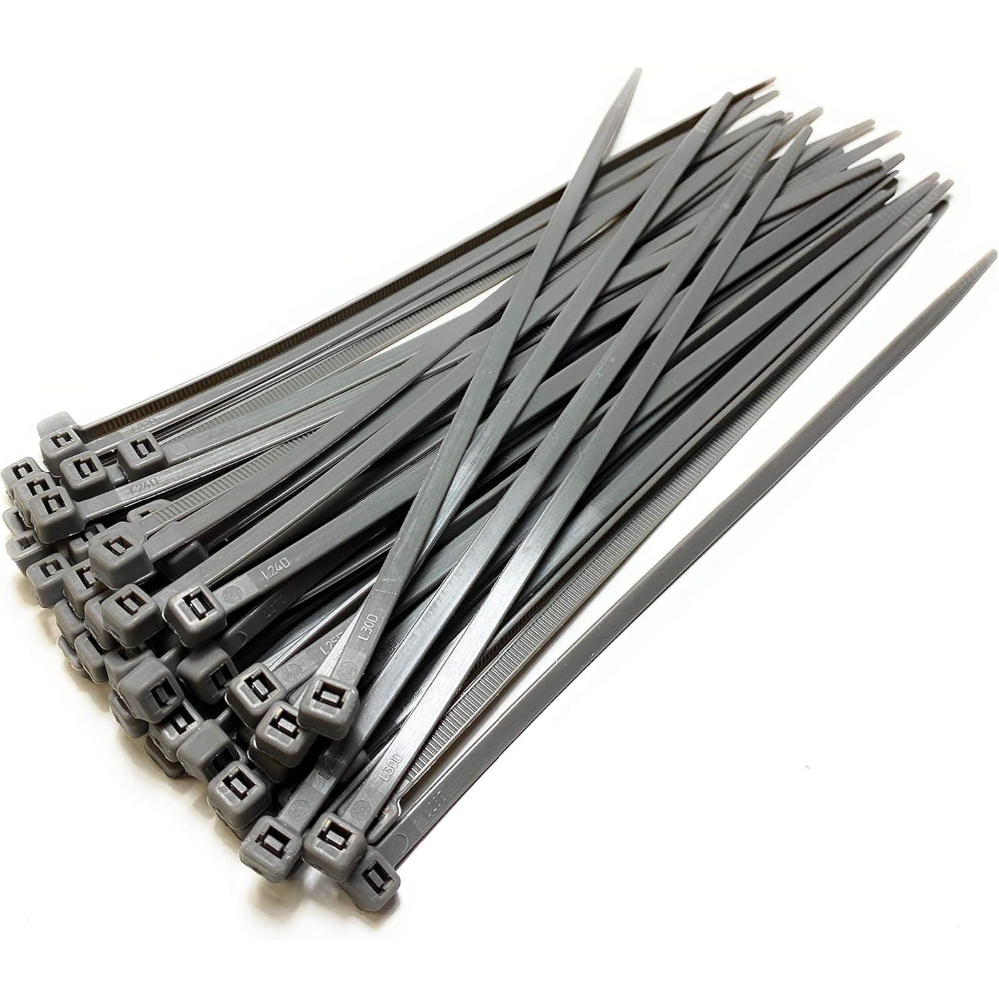 Nylon Plastic Cable Ties Long and Wide Extra Large Zip Ties wrap 50 pieces (Silver, 4.8mm x 300mm)