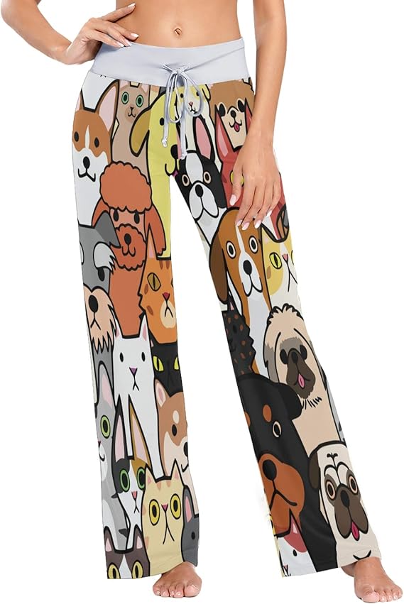 N/A¡± Pajama Loose Pants for Women Dog Cute with Drawstring at Amazon