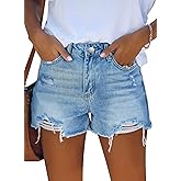 DGRPI Womens Jean Shorts Stretchy High Waisted Ripped Denim Distressed Trendy Shorts with Pockets
