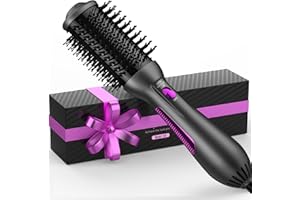 KINGA PRO One-Step Blow Dryer Brush & Volumizer Styler, Hot Air Hair Dryer Brush Straightener Brush with Negative Ion Anti-frizz Ceramic Titanium Barrel for Drying, Straightening, Curling, Salon
