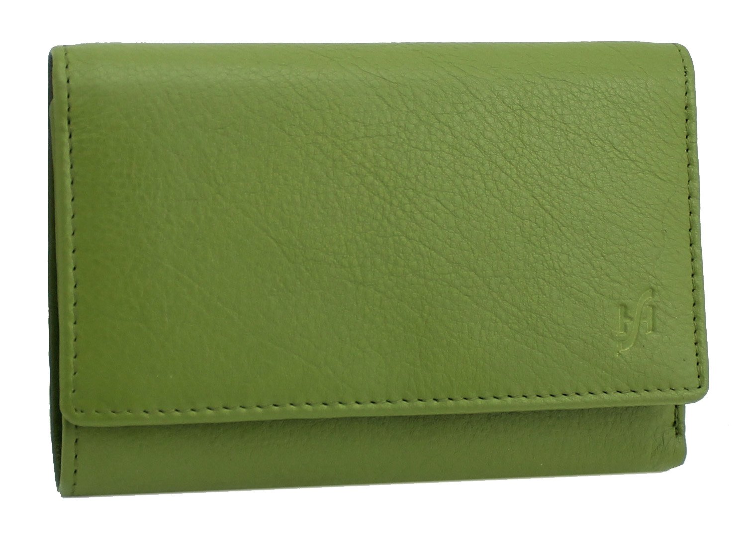 STARHIDE Women's RFID Blocking Purse, Genuine Leather Trifold Clutch Wallet, Multi Credit Card Holder with Zipped Pocket, Gift Boxed 5515 (Green)