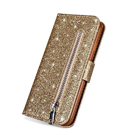 Ysimee kompatibel mit Samsung Galaxy S7 Edge Hülle Herz Disign Schutzhülle Glitter Leder Handyhülle [PU Leder] [Standfunktion