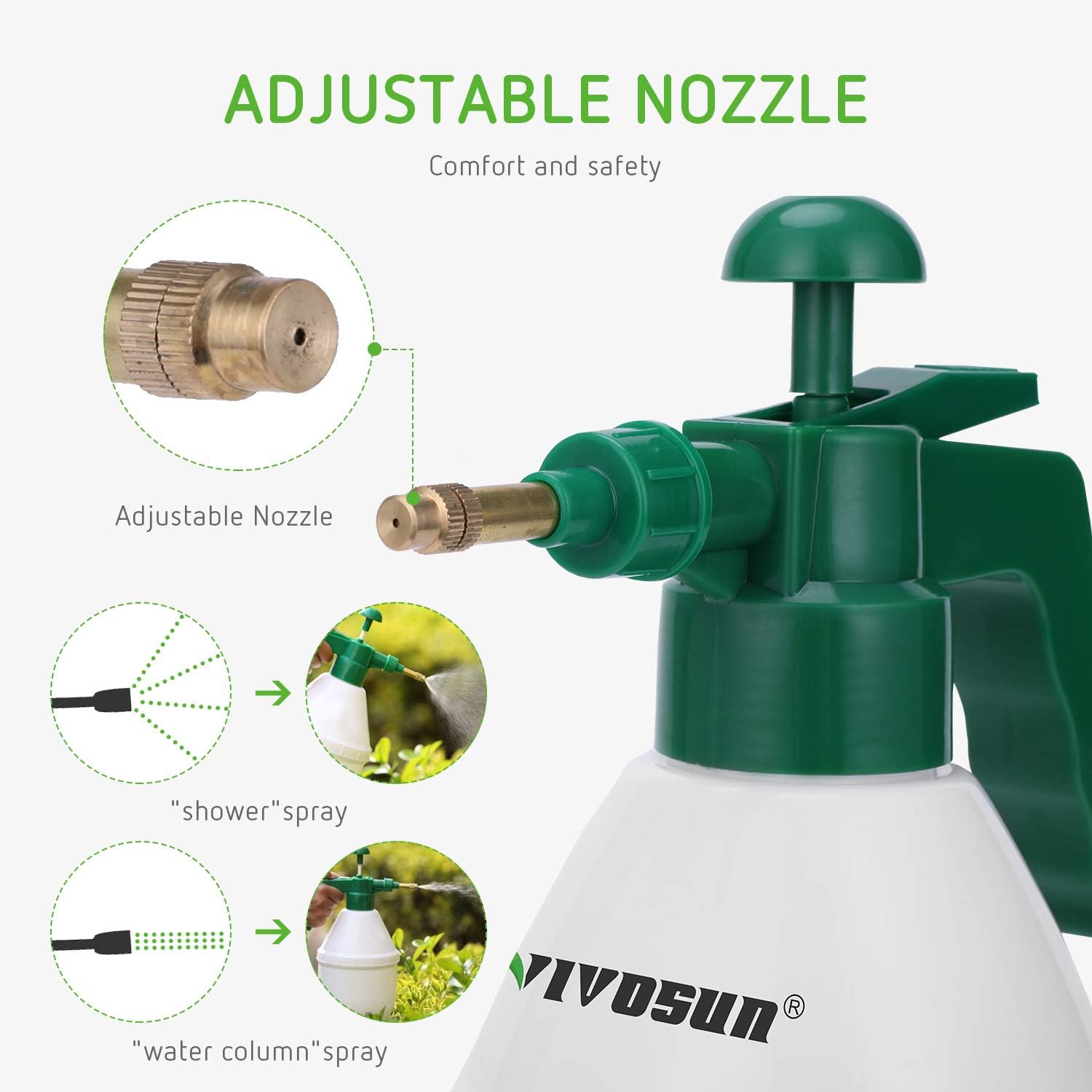 VIVOSUN 0.2Gallon Hand held Garden Sprayer Pump Pressure Water Sprayers, 27 oz Hand Sprayer for Lawn, Garden (0.8L Green) : Garden & Outdoor
