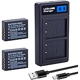 2-Pack NP-W126 NP-W126S Battery with USB-C Dual Charger for Fuji X100F, X100V, X100VI, X100VI, X-S10, X-A1, X-A5, X-A10, X-E4, X-Pro2, X-Pro3, X-T1, X-T2, X-T3, X-T10, X-T20, X-T30 II, X-T100, X-T200