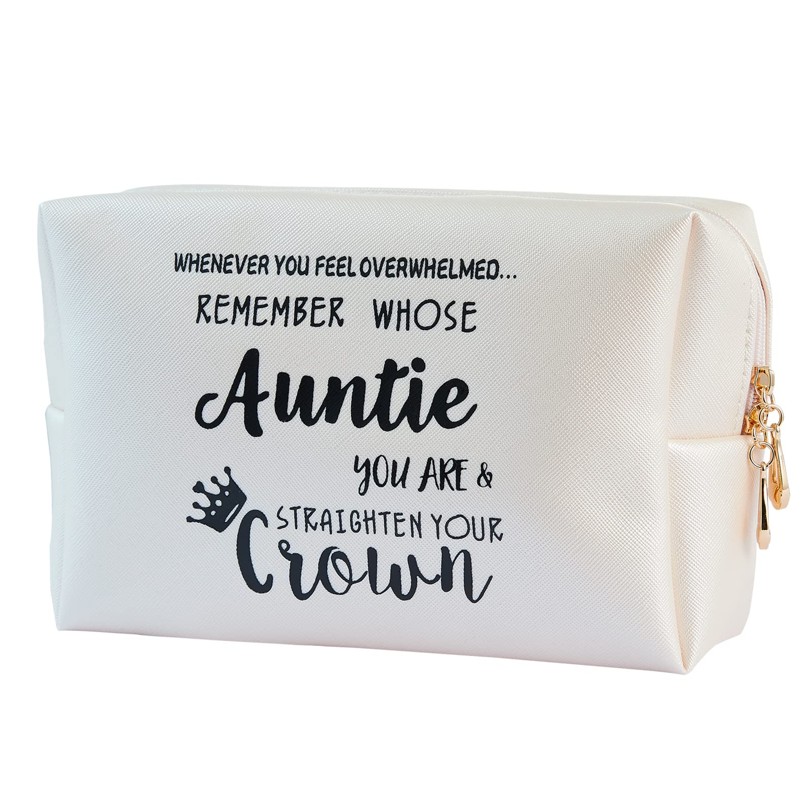Auntie Gifts Leather Makeup Bag -Auntie Gift from Niece Nephew - Inspirational Gifts for Auntie,Inspirational Makeup Bag Gift,Gift for Christmas,Birthday Gifts for Auntie