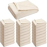 VitalCozy 30 Pack Warm Fleece Blankets for Homeless Donations Bulk Thermal Flannel Soft Throw Blankets for Donation Party Supplies Wedding Favors(Beige,50 x 60 Inch)