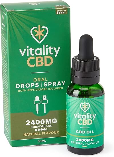 Vitality CBD Drops and Spray 2400mg MCT Oil Natural No THC 30ml