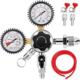 CGA580 Nitrogen Regulator for Keg, Dual Gauge Regulator with 5FT Beer Line | Nitrogen Tank Regulator Nitrogen Beer Regulator, Nitrogen Keg Regulator with 2Pcs 5/16'' Barbs Hose Clamps for Homebrew