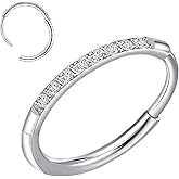 limerencia G23 Titanium Nose Ring Hoop,8mm/10mm Cubic Zirconia Nose Ring Cartilage Hoop Earring Septum Ring Tragus Conch Helix Daith Lip Piercing Jewelry for Women Men